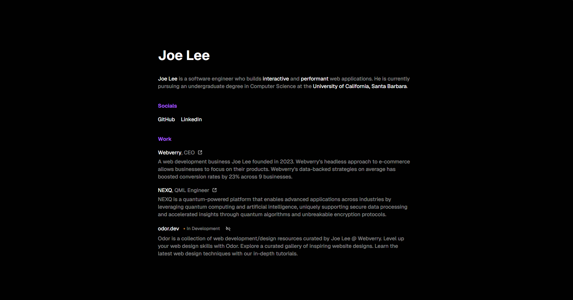 Joe Lee's submission from Devpost